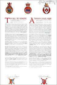 Letters patent registering the heraldic emblems of McGill University