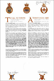 Letters patent granting heraldic emblems to John Kenneth McKinnon Letters patent granting heraldic emblems to John Kenneth McKinnon