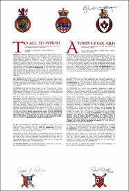 Letters patent registering the heraldic emblems of the City of Fredericton