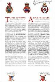 Lettres patentes concédant des emblèmes héraldiques à The University of Manitoba