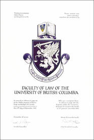 Letters patent granting heraldic emblems to the Faculty of Law of the University of British Columbia Letters patent granting heraldic emblems to the Faculty of Law of the University of British Columbia