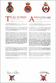 Letters patent granting heraldic emblems to Arthur Alan Wilfrid Beck Letters patent granting heraldic emblems to Arthur Alan Wilfrid Beck