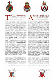 Letters patent granting heraldic emblems to the Parish of St. Bartholomew