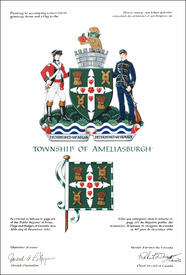 Lettres patentes concédant des emblèmes héraldiques au Township of Ameliasburgh