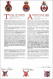 Letters patent granting heraldic emblems to the Alberta Genealogical Society Letters patent granting heraldic emblems to the Alberta Genealogical Society