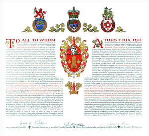 Letters patent granting heraldic emblems to Norman George Trower Letters patent granting heraldic emblems to Norman George Trower