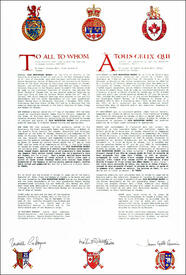 Letters patent registering the heraldic emblems of Iain Mackintosh MacKay Letters patent registering the heraldic emblems of Iain Mackintosh MacKay