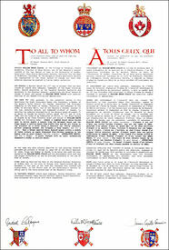 Letters patent granting heraldic emblems to William Bruce Gillis Letters patent granting heraldic emblems to William Bruce Gillis