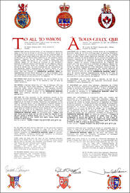 Letters patent granting heraldic emblems to the Congregation Machzikei Hadas Letters patent granting heraldic emblems to the Congregation Machzikei Hadas