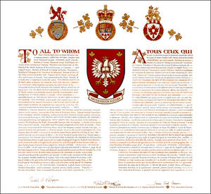 Letters patent granting heraldic emblems to The Polish Institute of Arts and Sciences in Canada and the Polish Library