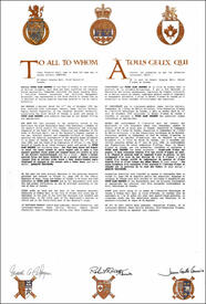 Letters patent granting heraldic emblems to Peter Alan Gardner