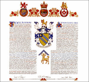 Letters patent granting heraldic emblems to Graham Stewart Ford Letters patent granting heraldic emblems to Graham Stewart Ford