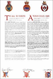 Letters patent registering the heraldic emblems of Jacques Wilson Ostiguy Letters patent registering the heraldic emblems of Jacques Wilson Ostiguy