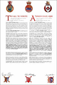 Letters patent registering the heraldic emblems of Nicolas Jean-François Ostiguy Letters patent registering the heraldic emblems of Nicolas Jean-François Ostiguy
