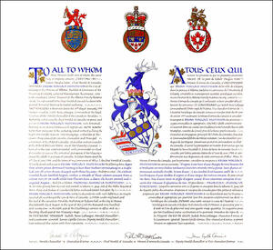 Lettres patentes concédant des emblèmes héraldiques à Brian Wallace Hutchison Lettres patentes concédant des emblèmes héraldiques à Brian Wallace Hutchison