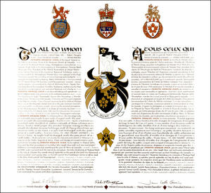 Letters patent granting heraldic emblems to Derwyn Spencer Shea Letters patent granting heraldic emblems to Derwyn Spencer Shea