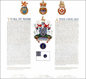 Letters patent granting heraldic emblems to the Corporation of the Township of Minto Letters patent granting heraldic emblems to the Corporation of the Township of Minto