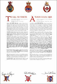 Lettres patentes enregistrant les emblèmes héraldiques de David Southam Innes Ker