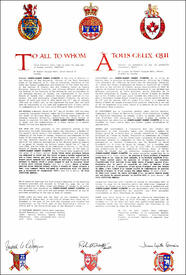 Lettres patentes concédant des emblèmes héraldiques à Joseph-Albert Robert Pichette Lettres patentes concédant des emblèmes héraldiques à Joseph-Albert Robert Pichette