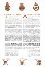 Letters patent granting heraldic emblems to Charles Joseph Clark Letters patent granting heraldic emblems to Charles Joseph Clark