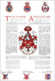 Lettres patentes concédant des emblèmes héraldiques à Frederick Caleb Leaver Lettres patentes concédant des emblèmes héraldiques à Frederick Caleb Leaver