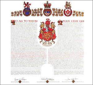 Lettres patentes concédant des emblèmes héraldiques à Edwin Mirvish