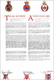 Letters patent granting heraldic emblems to the Sir Oliver Mowat Collegiate Institute