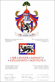 Letters patent granting heraldic emblems to the Sir Oliver Mowat Collegiate Institute