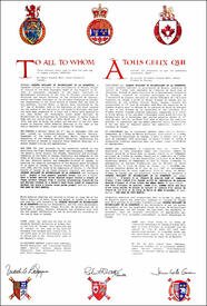 Letters patent registering the heraldic emblems of Jacques Brillant de Boisbrillant de la Durantaye