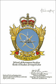 Lettres patentes approuvant l'insigne de l'École d’études aérospatiales des Forces canadiennes