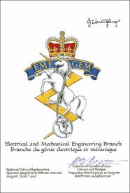 Letters patent approving the Badge of the Land Electrical and Mechanical Engineering Branch