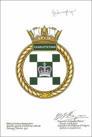 Letters patent approving the Badge of HMCS Charlottetown Letters patent approving the Badge of HMCS Charlottetown
