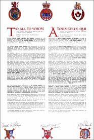 Lettres patentes enregistrant les emblèmes héraldiques de Marion Isabel Campbell Lettres patentes enregistrant les emblèmes héraldiques de Marion Isabel Campbell
