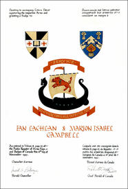 Letters patentes enregistrant les emblèmes héraldiques de Marion Isabel Campbell Letters patentes enregistrant les emblèmes héraldiques de Marion Isabel Campbell