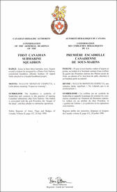Letters patent confirming the badge of the First Canadian Submarine Squadron Letters patent confirming the badge of the First Canadian Submarine Squadron