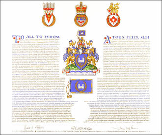 Letters patent granting heraldic emblems to the Village of Senneville