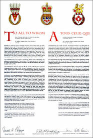 Letters patent granting heraldic emblems to the Municipalité de Saint-Fabien-de-Panet