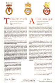 Letters patent granting heraldic emblems to Christ Church Cathedral