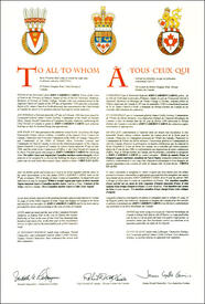 Lettres patentes concédant des emblèmes héraldiques à John Cameron Cairns