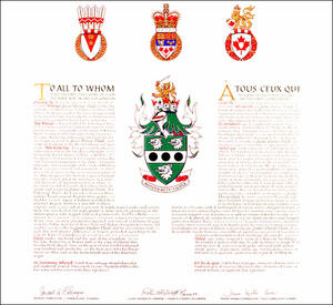 Lettres patentes concédant des emblèmes héraldiques à James Thomas Flood Lettres patentes concédant des emblèmes héraldiques à James Thomas Flood