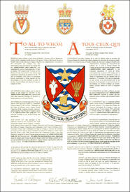Letters patent granting heraldic emblems to the Association des LeBlanc