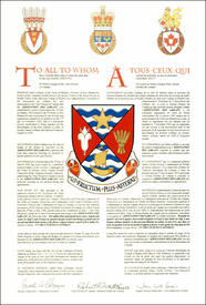 Letters patent granting heraldic emblems to the Association des LeBlanc Letters patent granting heraldic emblems to the Association des LeBlanc
