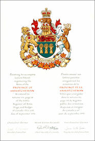 Letters patent registering the Armorial Bearing of the Province of Saskatchewan Letters patent registering the Armorial Bearing of the Province of Saskatchewan