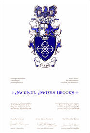 Letters patent granting Armorial Bearing to Jackson James Brooks Letters patent granting Armorial Bearing to Jackson James Brooks