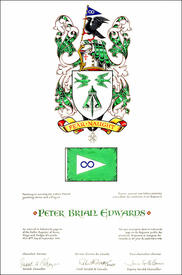 Letters patent granting Armorial Bearing to Peter Brian Edwards Letters patent granting Armorial Bearing to Peter Brian Edwards
