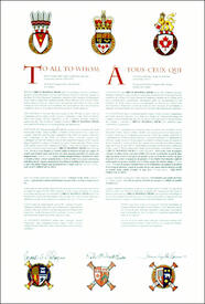 Lettres patentes concédant des emblèmes héraldiques à Bruce Maxwell Hicks Lettres patentes concédant des emblèmes héraldiques à Bruce Maxwell Hicks