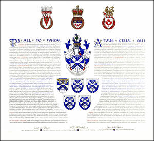 Letters patent granting heraldic emblems to James Thomas Robson