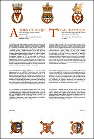 Letters patent granting heraldic emblems to the Société nationale de l'Acadie