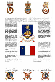 Letters patent granting heraldic emblems to the Société nationale de l'Acadie Letters patent granting heraldic emblems to the Société nationale de l'Acadie