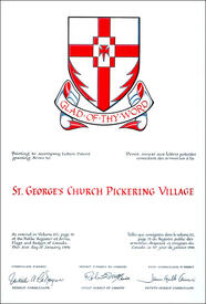 Lettres patentes concédant des emblèmes héraldiques à la St. George's Church